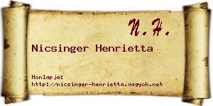 Nicsinger Henrietta névjegykártya