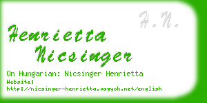 henrietta nicsinger business card